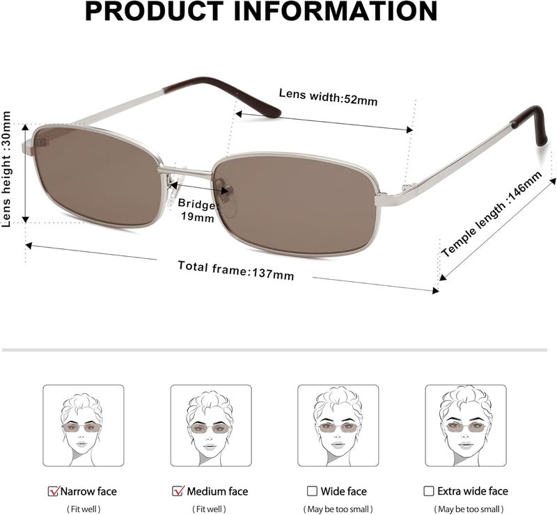 Sojos Small Trendy Rectangle Sunglasses Womens Mens, Retro 80s 90s Y2k Chic Narrow Thin Skinny Sunnies SJ1187 - Image 5
